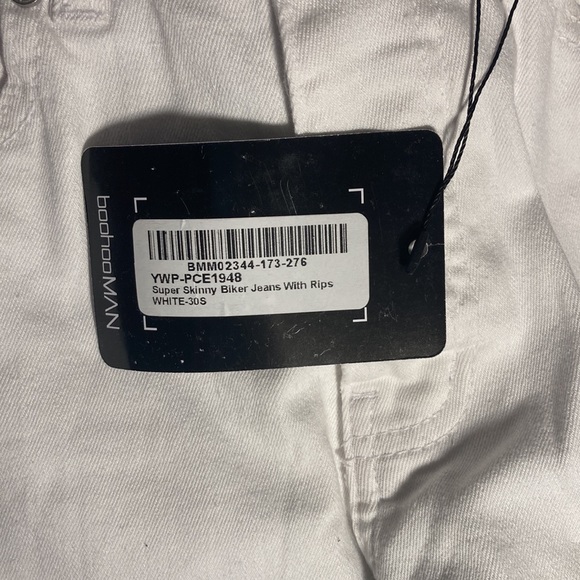 Super Skinny Biker Jeans with Rips White-30s - Picture 4 of 4